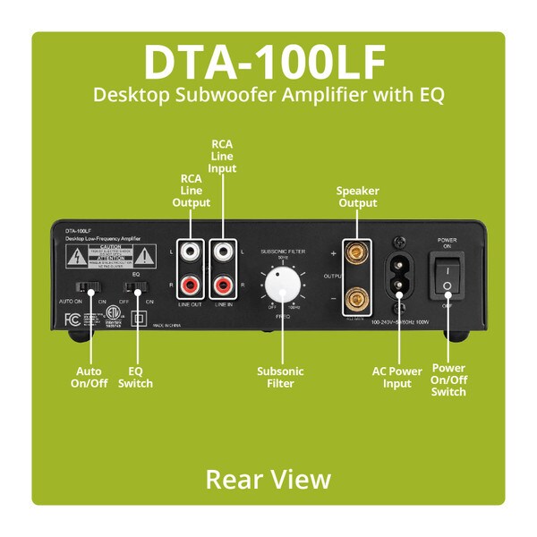 Main product image for Dayton Audio DTA-100LF Desktop Subwoofer/ Bass Shaker Amplifier with EQ300-3805